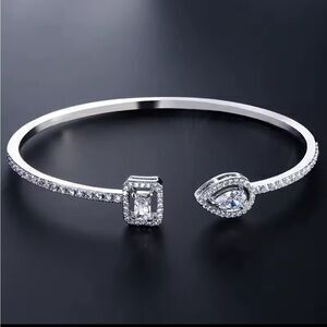 Lux silver color diamond Sophisticated Silver Bracelet with Crystal Details